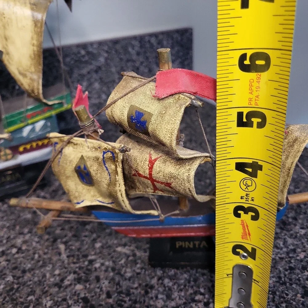 Vintage Christopher Columbus Fleet‎ Ship Set 1960's Maritime Decor Handcrafted